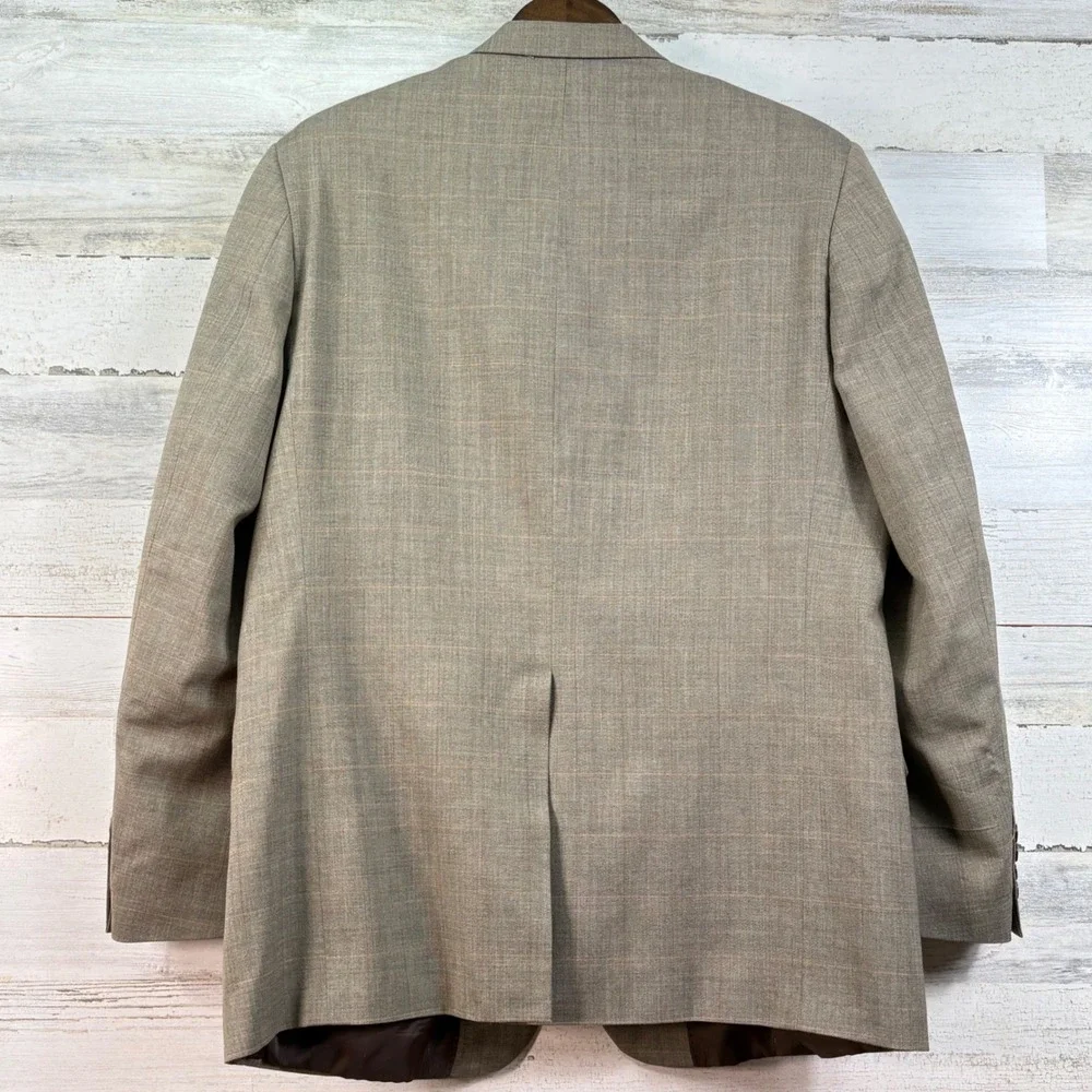 Cross & Winsor Mens 42R Tan Glen Plaid Wool 2 Button‎ Blazer Sport Coat Academia